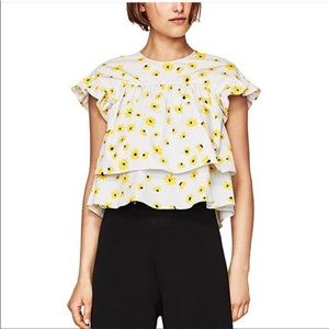 Zara Trafaluc Sunflower Babydoll Top